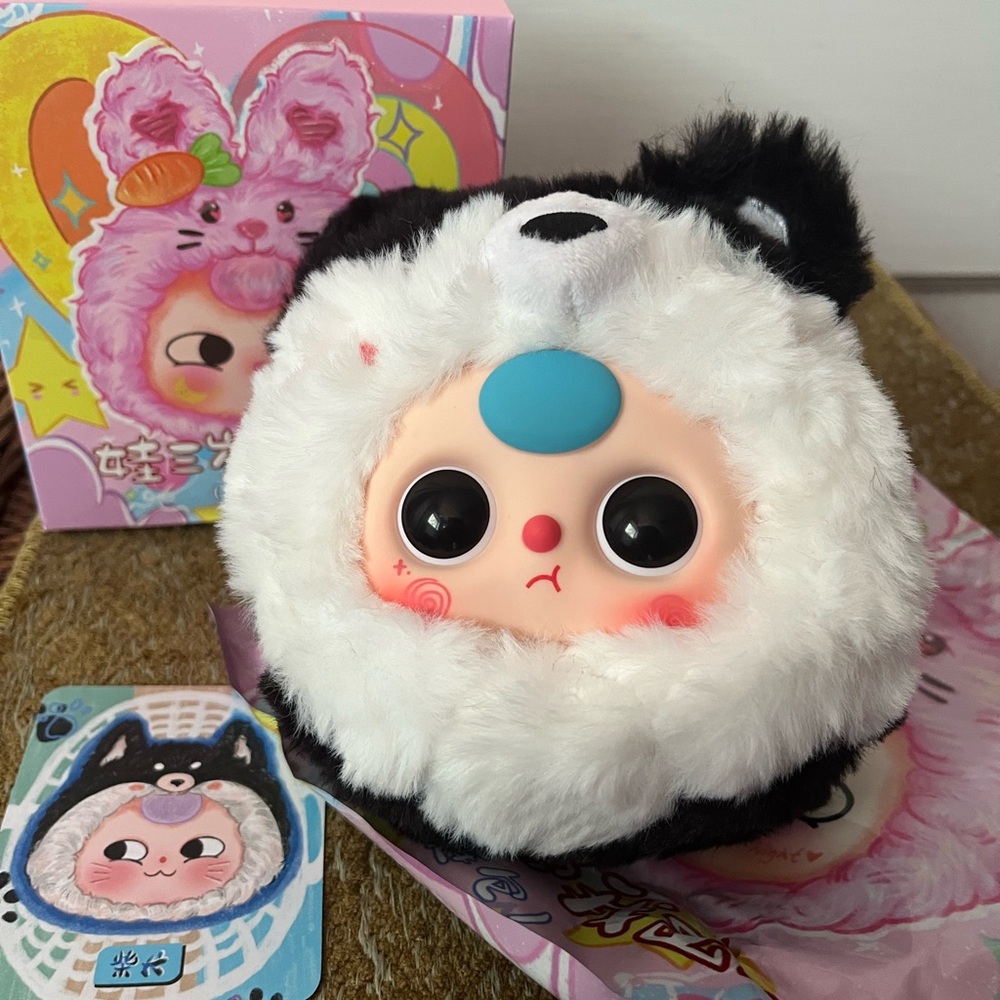 Baby Three Take Me Out Zipper Bag - Wolf with moveable boba eyes